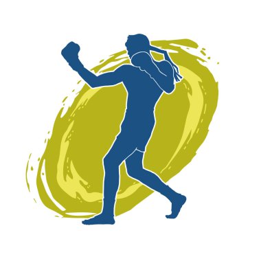 Beyaz arka planda erkek Muay Thai dövüş sanatları sporcusunun vektör çizimi