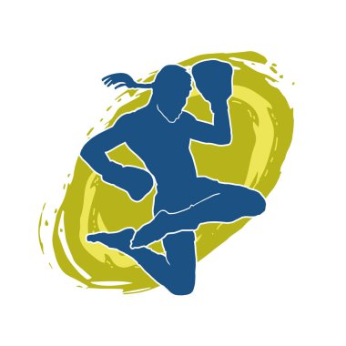 Beyaz arka planda erkek Muay Thai dövüş sanatları sporcusunun vektör çizimi