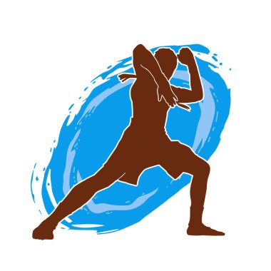 Beyaz arka planda erkek Muay Thai dövüş sanatları sporcusunun vektör çizimi