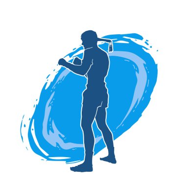 Beyaz arka planda erkek Muay Thai dövüş sanatları sporcusunun vektör çizimi