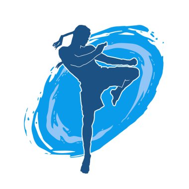 Beyaz arka planda erkek Muay Thai dövüş sanatları sporcusunun vektör çizimi