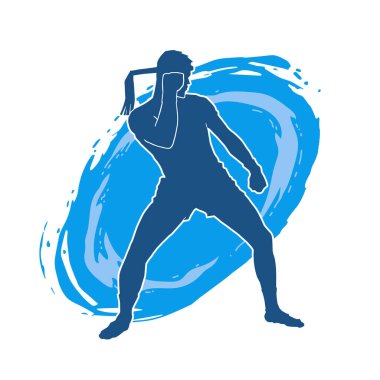 Beyaz arka planda erkek Muay Thai dövüş sanatları sporcusunun vektör çizimi