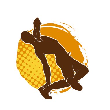 Poz veren bir erkek dansçının silueti. Dans eden bir adamın silueti.