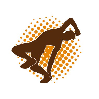 Poz veren bir erkek dansçının silueti. Dans eden bir adamın silueti.