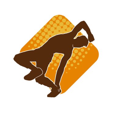 Poz veren bir erkek dansçının silueti. Dans eden bir adamın silueti.