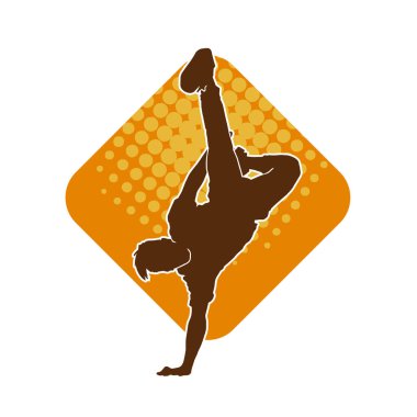 Poz veren bir erkek dansçının silueti. Dans eden bir adamın silueti.