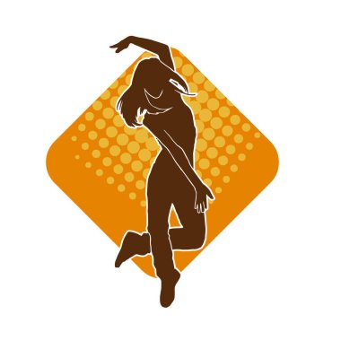 Hareketli bir kadın dansçının silueti. Dans eden zayıf bir kadının silueti..