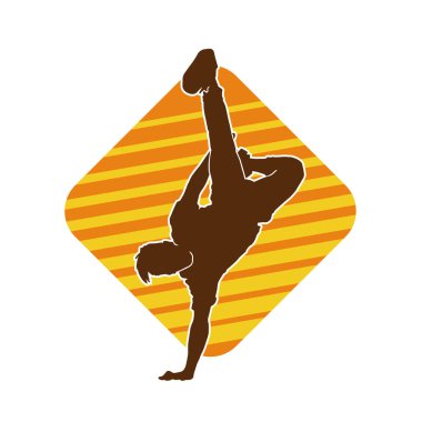 Poz veren bir erkek dansçının silueti. Dans eden bir adamın silueti.