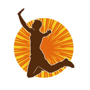 Poz veren bir erkek dansçının silueti. Dans eden bir adamın silueti.