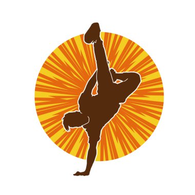 Poz veren bir erkek dansçının silueti. Dans eden bir adamın silueti.