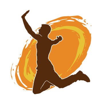 Poz veren bir erkek dansçının silueti. Dans eden bir adamın silueti.