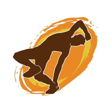 Poz veren bir erkek dansçının silueti. Dans eden bir adamın silueti.