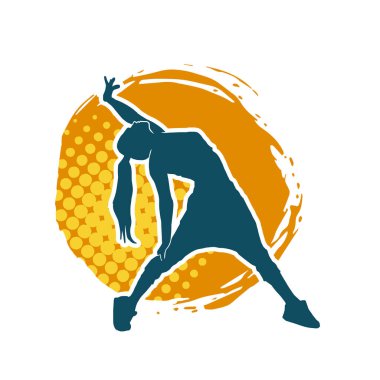 Hareketli bir kadın dansçının silueti. Dans eden zayıf bir kadının silueti..