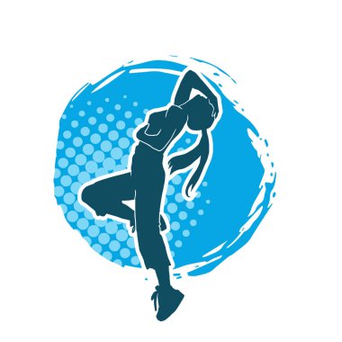 Hareketli bir kadın dansçının silueti. Dans eden zayıf bir kadının silueti..