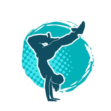 Poz veren kadın dansçının silueti. Dans eden bir kadının silueti..