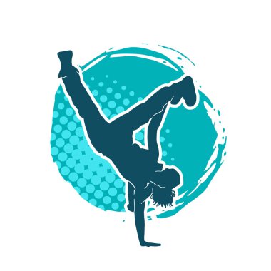 Poz veren kadın dansçının silueti. Dans eden bir kadının silueti..