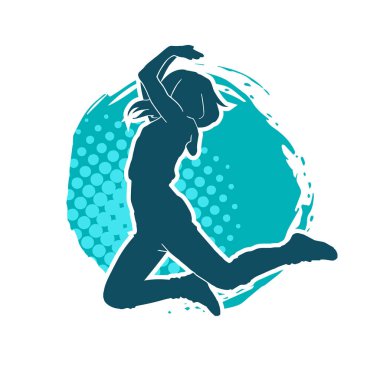 Neşeli, ince, mutlu bir kadının silueti..