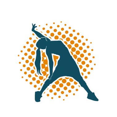 Hareketli bir kadın dansçının silueti. Dans eden zayıf bir kadının silueti..