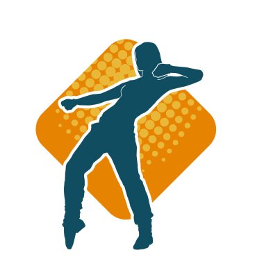 Hareketli bir kadın dansçının silueti. Dans eden zayıf bir kadının silueti..