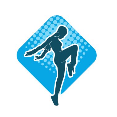 Hareketli bir kadın dansçının silueti. Dans eden zayıf bir kadının silueti..