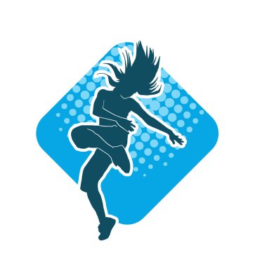 Hareketli bir kadın dansçının silueti. Dans eden zayıf bir kadının silueti..