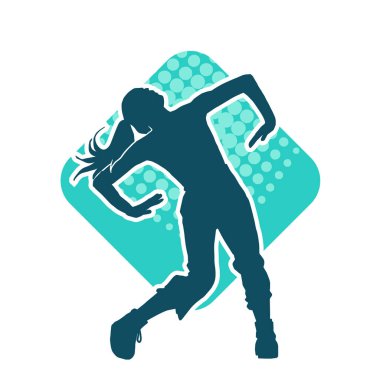 Hareketli bir kadın dansçının silueti. Dans eden zayıf bir kadının silueti..