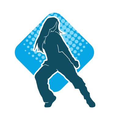 Hareketli bir kadın dansçının silueti. Dans eden zayıf bir kadının silueti..