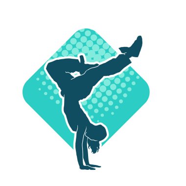 Poz veren kadın dansçının silueti. Dans eden bir kadının silueti..