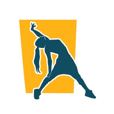 Hareketli bir kadın dansçının silueti. Dans eden zayıf bir kadının silueti..