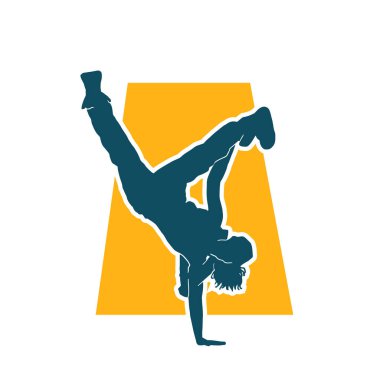 Poz veren kadın dansçının silueti. Dans eden bir kadının silueti..