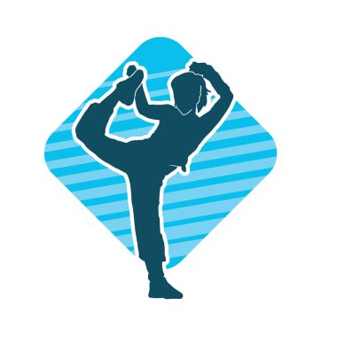 Hareketli bir kadın dansçının silueti. Dans eden zayıf bir kadının silueti..