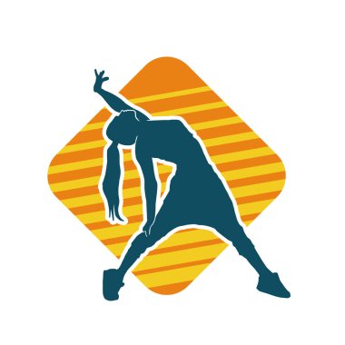 Hareketli bir kadın dansçının silueti. Dans eden zayıf bir kadının silueti..