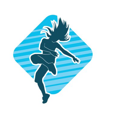 Hareketli bir kadın dansçının silueti. Dans eden zayıf bir kadının silueti..