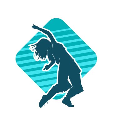 Hareketli bir kadın dansçının silueti. Dans eden zayıf bir kadının silueti..