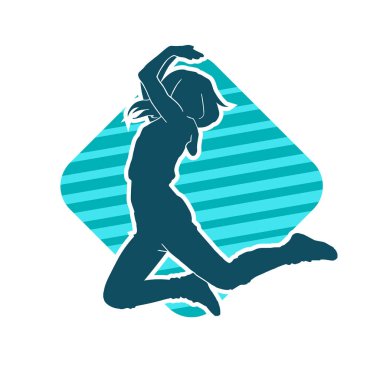 Neşeli, ince, mutlu bir kadının silueti..