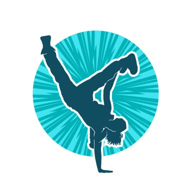 Poz veren kadın dansçının silueti. Dans eden bir kadının silueti..