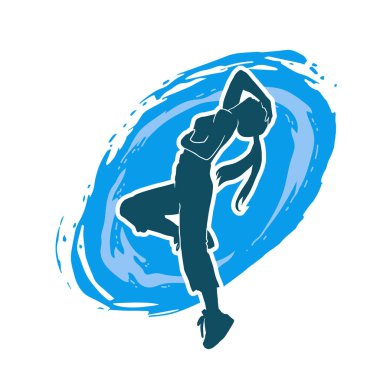 Hareketli bir kadın dansçının silueti. Dans eden zayıf bir kadının silueti..