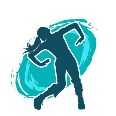 Hareketli bir kadın dansçının silueti. Dans eden zayıf bir kadının silueti..