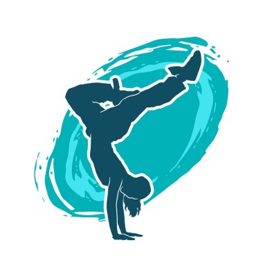 Poz veren kadın dansçının silueti. Dans eden bir kadının silueti..