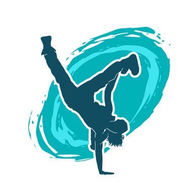 Poz veren kadın dansçının silueti. Dans eden bir kadının silueti..