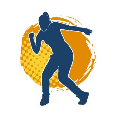 Hareketli bir kadın dansçının silueti. Dans eden zayıf bir kadının silueti..