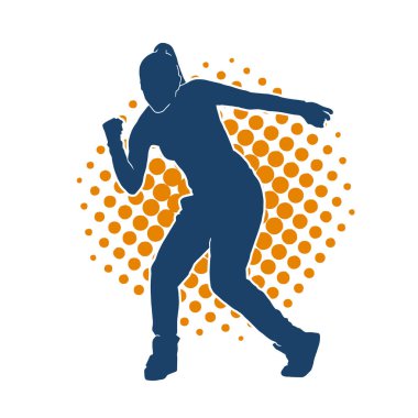 Hareketli bir kadın dansçının silueti. Dans eden zayıf bir kadının silueti..