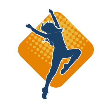 Hareketli bir kadın dansçının silueti. Dans eden zayıf bir kadının silueti..