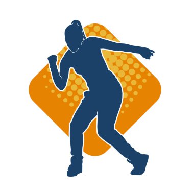 Hareketli bir kadın dansçının silueti. Dans eden zayıf bir kadının silueti..