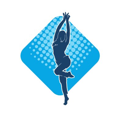 Hareketli bir kadın dansçının silueti. Dans eden zayıf bir kadının silueti..