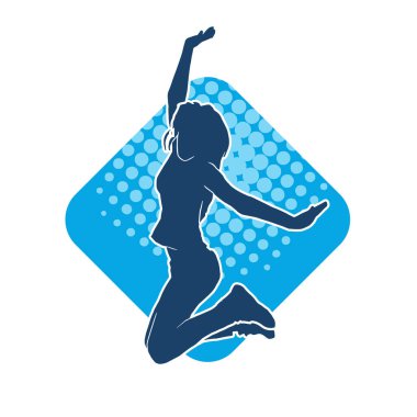 Neşeli, ince, mutlu bir kadının silueti..