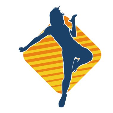 Hareketli bir kadın dansçının silueti. Dans eden zayıf bir kadının silueti..