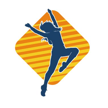 Hareketli bir kadın dansçının silueti. Dans eden zayıf bir kadının silueti..