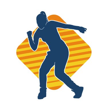 Hareketli bir kadın dansçının silueti. Dans eden zayıf bir kadının silueti..