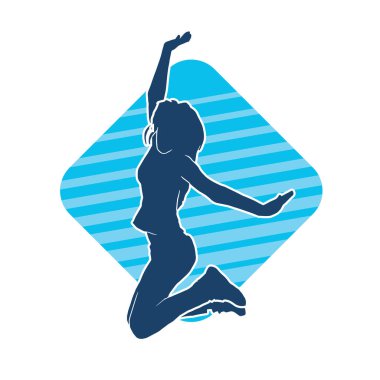 Neşeli, ince, mutlu bir kadının silueti..